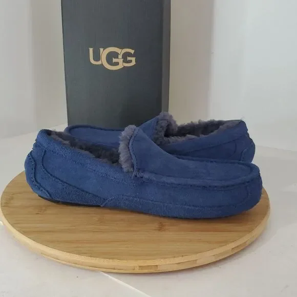 UGG Ascot Slipper Deep Ocean Suede Wool Comfort Loafer Men's US 8/ EU 41 NIB